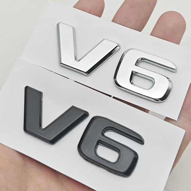 3D ABS Car Letters Logo V6 Badge Sticker Rear Trunk Emblem Decals For Mercedes Benz GLE ML SLK Class W204 C280 Auto Accessories