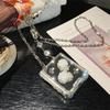 Omio for Galaxy Z Flip 6 Mirror Case with Crossbody Lanyard Luxury 3D Sparkle Crystal Diamond Bling Glitter Flower Cute Slim Makeup Phone Cover for