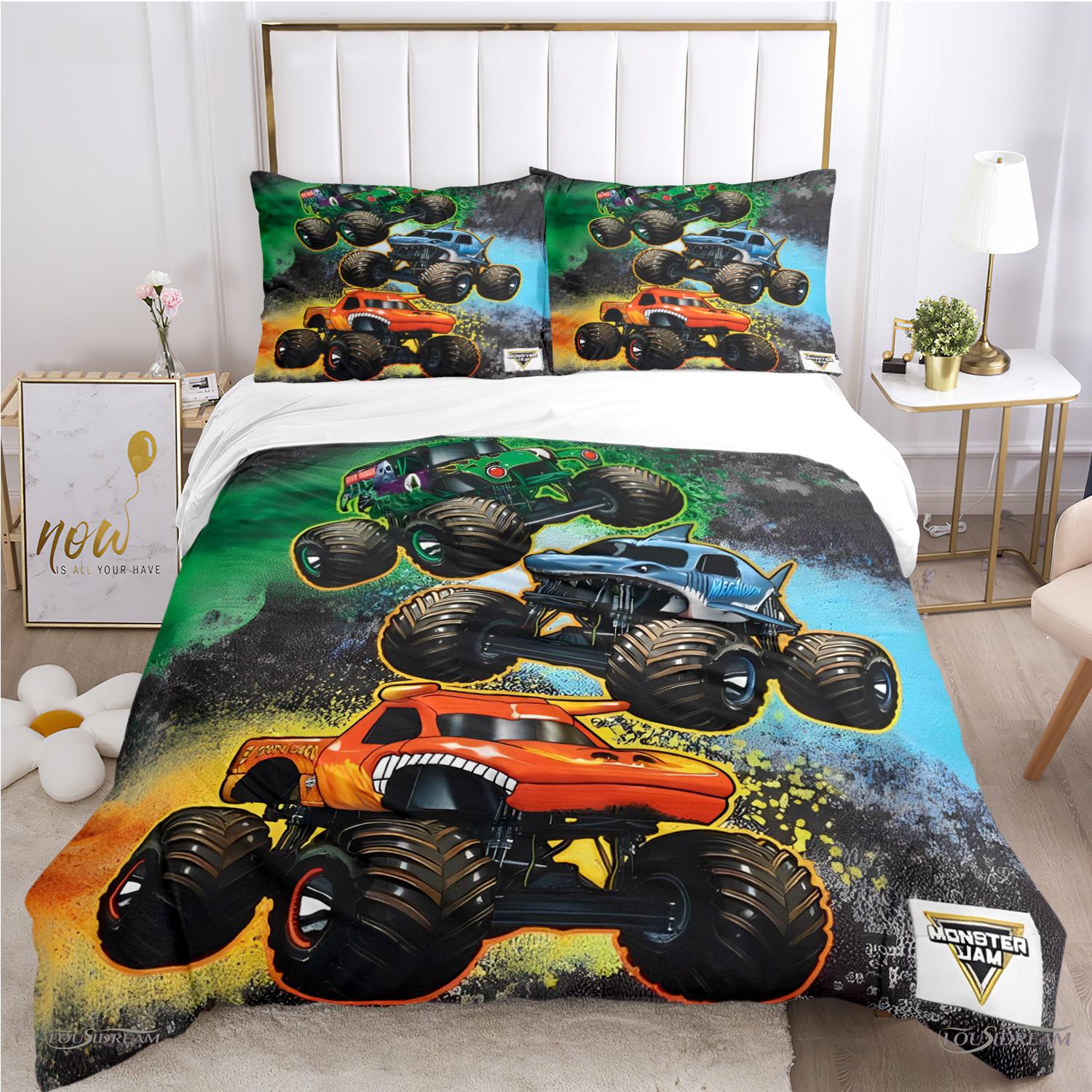 

Cartoon Monster Truck All Season Duvet Cover Comforter Bedding sets Soft Quilt Cover and Pillowcases Single/Double/Queen/King EU Twin 135x200cm