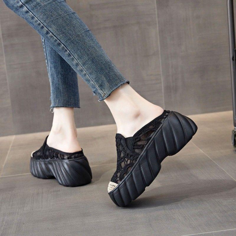 Baotou half slippers women's new platform fisherman shoes small height increase high-end cool slippers