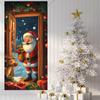 Cartoon Santa Elk Linings For Christmas Doors Kids Room Door Cover Banner Indoor Outdoor Porch Large Decoration New Year Decors