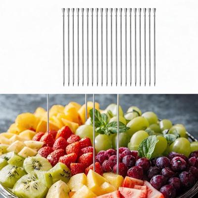 20 Pieces Cocktail Picks Fruit Skewers Creative Stainless Steel Sticks for Dessert