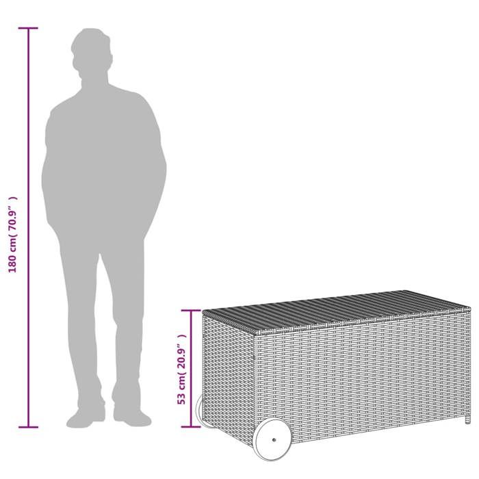 VidaXL Garden Storage Box and Wheels, Tool Chest, Storage Furniture, Patio Terrace Organizer, Grey 365326