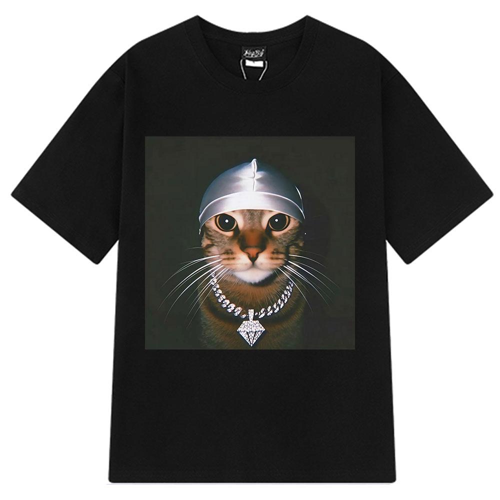 

Funny Cat Bandana Meme T-Shirt Men Women Aesthetic Oversized T-shirt Summer Short-sleeved High-quality Hip-hop Casual T-shirts 4XL