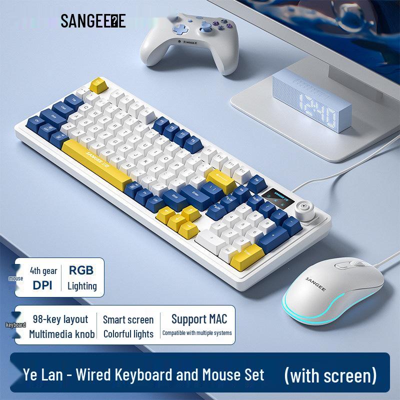 Three Giants Wired Gaming Keyboard & Mouse Set - Mechanical Feel, High Aesthetic Value for Esports, Laptop, & Office Use