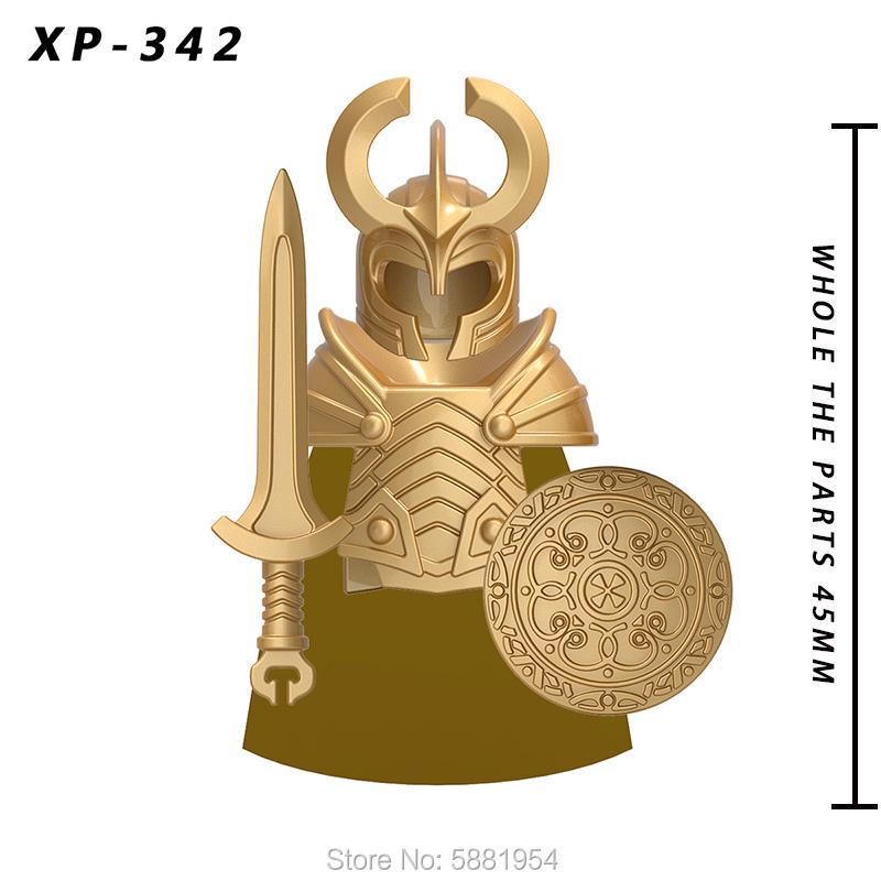 Koruit Medieval Knight Asgard Soldier Weapons Action Figures Accessories Armor Helmets Building Blocks Toys For Children KT1044