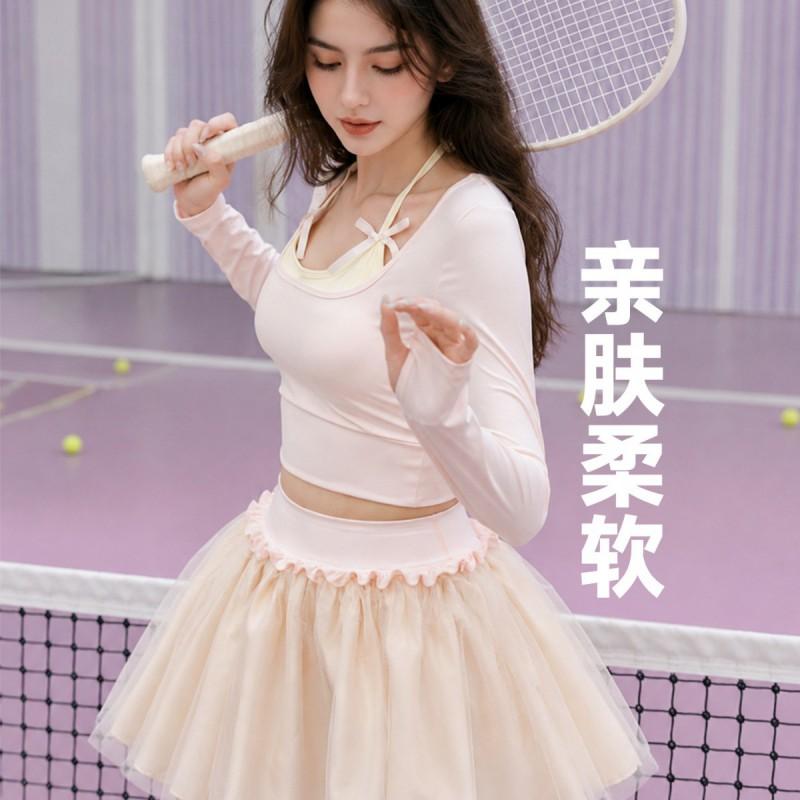 Womens Tennis Outfit Set Sleeveless Top With Pleated Skirt Sportswear Slim Fit Athletic Wear
