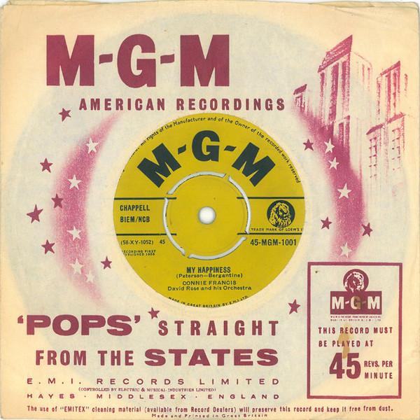 

7inch Record CONNIE FRANCIS - My Happiness 45MGM1001 MGM Records 1959 UK Pop Used