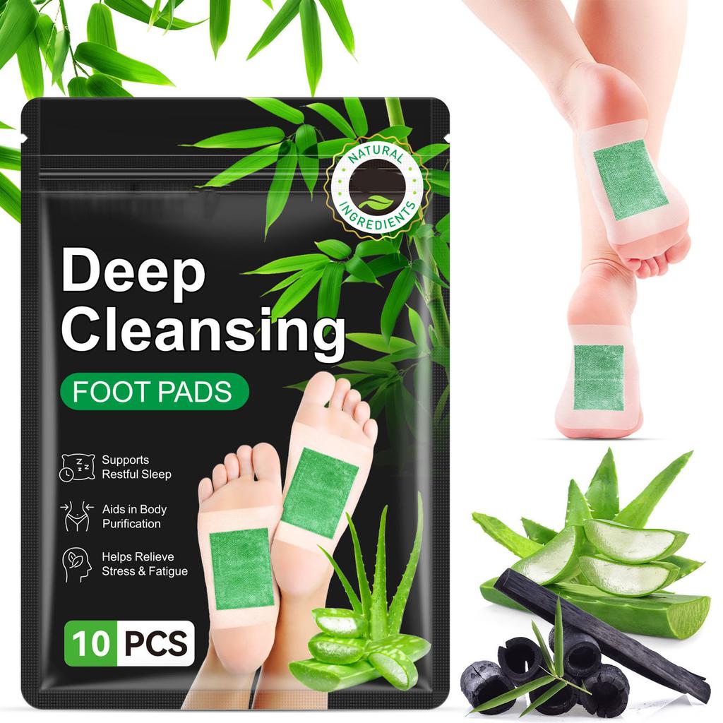 Aloe Charcoal Foot Patches, 10 Patches Per Bag, Deep Cleansing Foot Patches , Promotes Restful Sleep, Helps Purify The Body