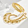 Waterproof Stainless Steel Bracelet, Non Tarnish Cubic Zirconia Cuffs, Stack Layered Chunky Chain Bracelets for Women