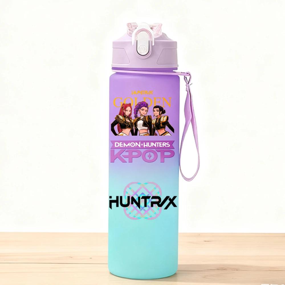 750ML KPop Demon Hunters Sport Water Bottle Adorable Cartoon Anime Plastic Cup Portable Cold Drink Box designed for Children Children