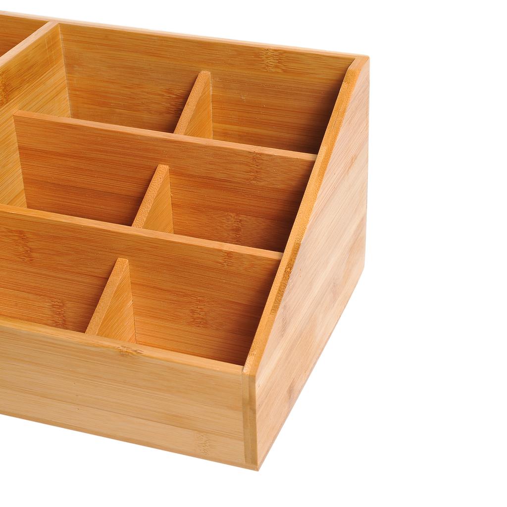 Desk Organiser Holder, Bamboo Multi-Function Storage Caddy with 7 Storage Compartments and 2 Drawers for Home Office Stationary Supplies