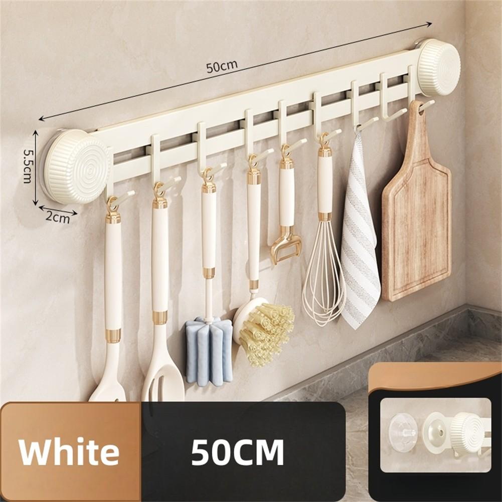 

Съемные настенные крючки для хранения на кухне, держатель для кухонной утвари на присоске White 50cm