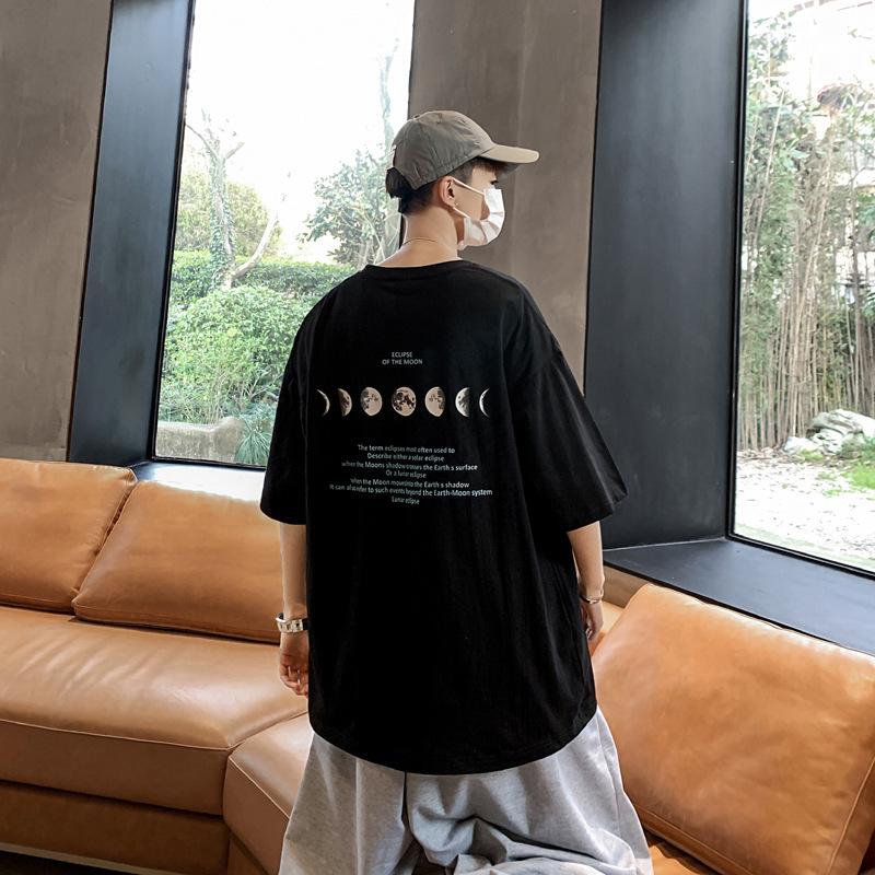 

Мужская футболка с коротким рукавом и надписью MoonSummer, повседневная уличная футболка в стиле поп-музыки, топ XXXXXL чёрный