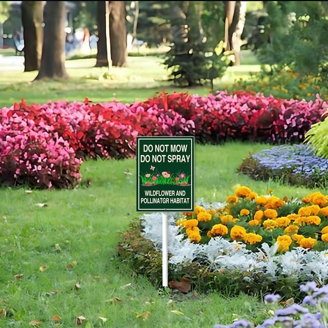 Do Not Mow Sign Do Not Spray Yard Sign Wildflower And Pollinator Habitat Wildflower Lawn Garden Sign 8x12inch Lawn Signs,Rustproof Farm Party Porch