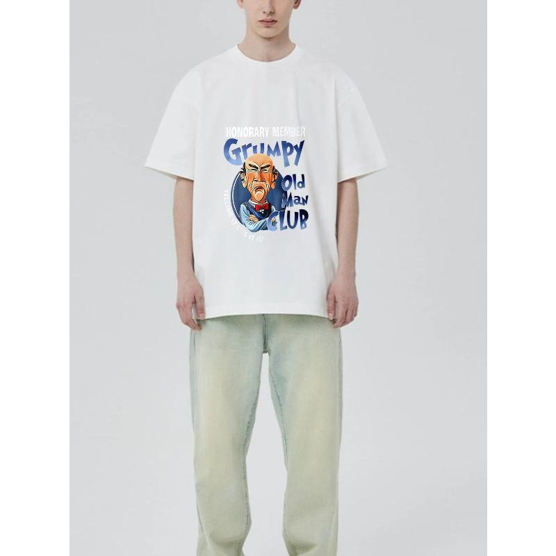 Black T Shirt with Grumpy Old Man Club Honorary Member Graphic for Casual Wear
