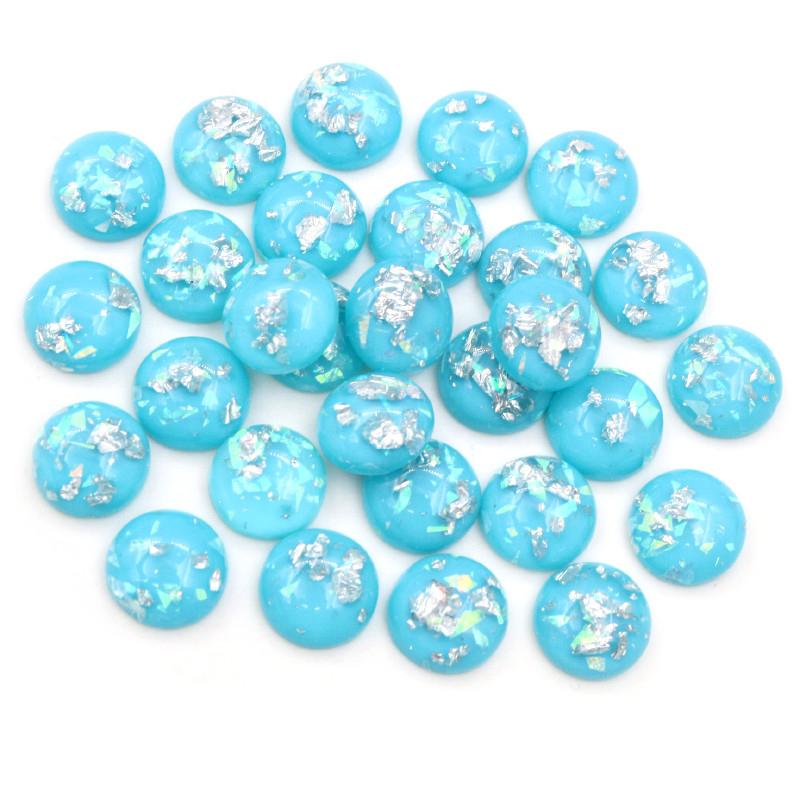 40 Stück 8mm 10mm 12mm Runde Eingebettete Metallfolie Flache Rückseite Harz Cabochons Kuppel DIY Ohrringe Schmuckherstellung Zubehör Fundstücke