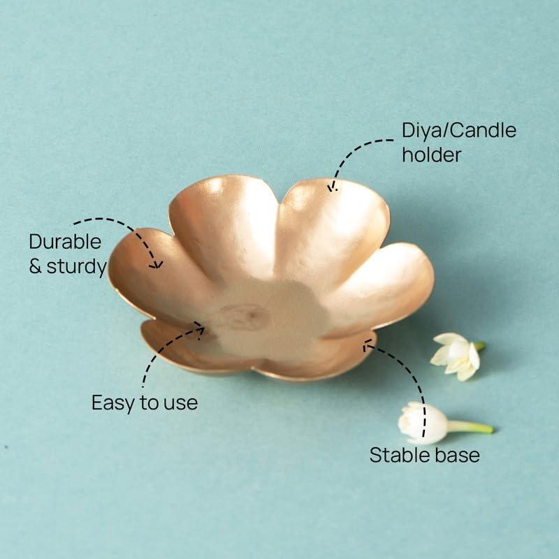 Латунная чаша в форме лотоса, Lotus-Shaped Brass Bowl (3 inch),  Nestroots