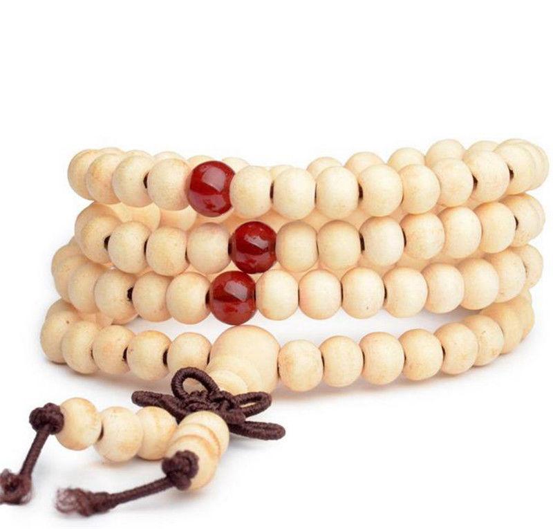 6mm Natural Sandalwood Buddhist Beads Bracelets 108 Beads Buddha Meditation Prayer Wood Beaded Bracelet layer Bangles Men Women
