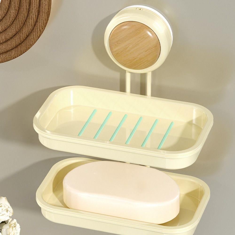 Self-draining Soap Bar Holder Wall Mounted Soap Box Suction Cup Soap Dish  for Bathroom Kitchen