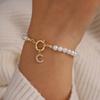 A 26-letter Imitation Pearl Beaded Bracelet for Women, Suitable for Daily Wear