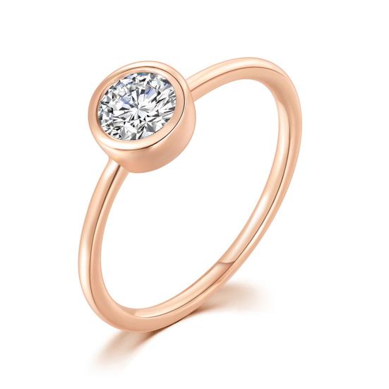 Women Ring Round Cubic Zirconia Jewelry Sparkling Smooth Surface Finger Ring for Wedding