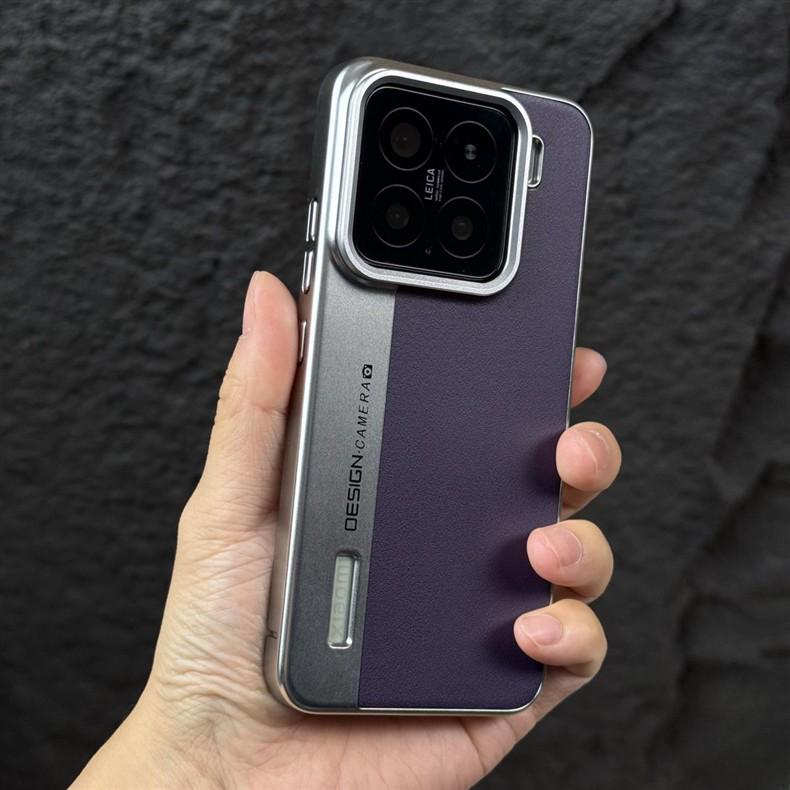 Premium Colorblock Electroplated Leather Case for Xiaomi 13 Ultra/14 Pro/15 Pro - Drop-Proof Protection