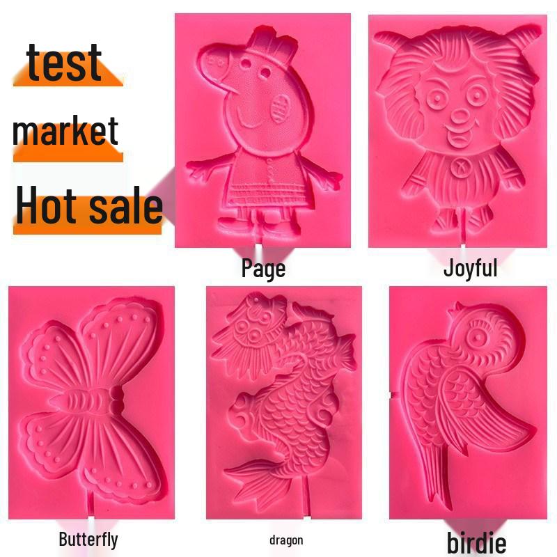 Zodiac Animal Silicone Mold Set: Cartoon Sugar Painting Lollipop Cow Template.