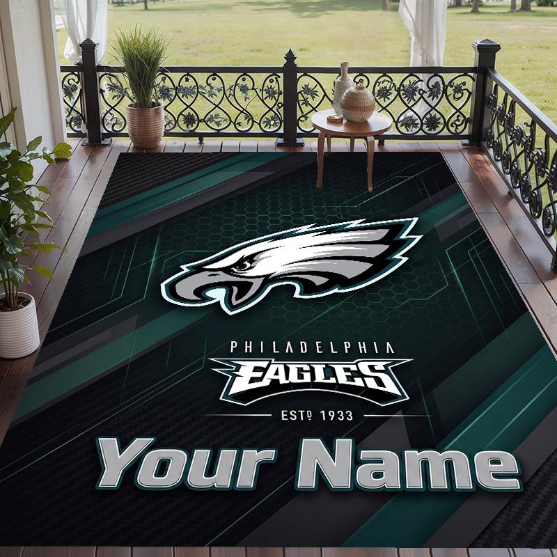 Custom Text Printed Rug Philadelphia Eagles Non Slip Floor Carpet For Home Room Decor