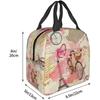 Lunch Bags Vintage Newspaper Lunch Box Bags Bicycle with Flowers for Women Washable Lunch Container Box