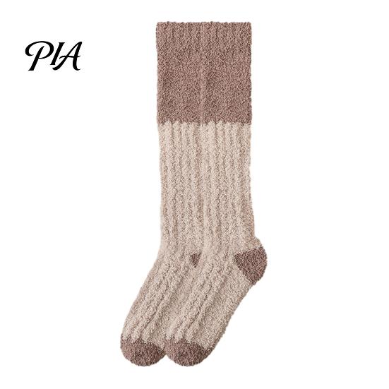 Winter Warm Calf Socks Thickened Long Plush for Women, Coral Fleece Socks, Cold Weather Indoor Thermal Sleep Anti-static Contrast Color Cozy