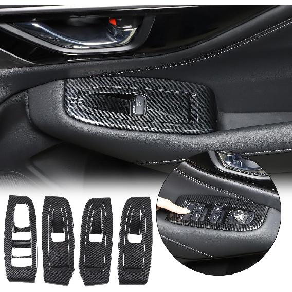 HAPPYHORSE Window Lift Switch Panel Frame Cover Trim Subaru Outback 2021-2023 Car Door Window Glasses Lifter Button Decoration Accessories (Carbon