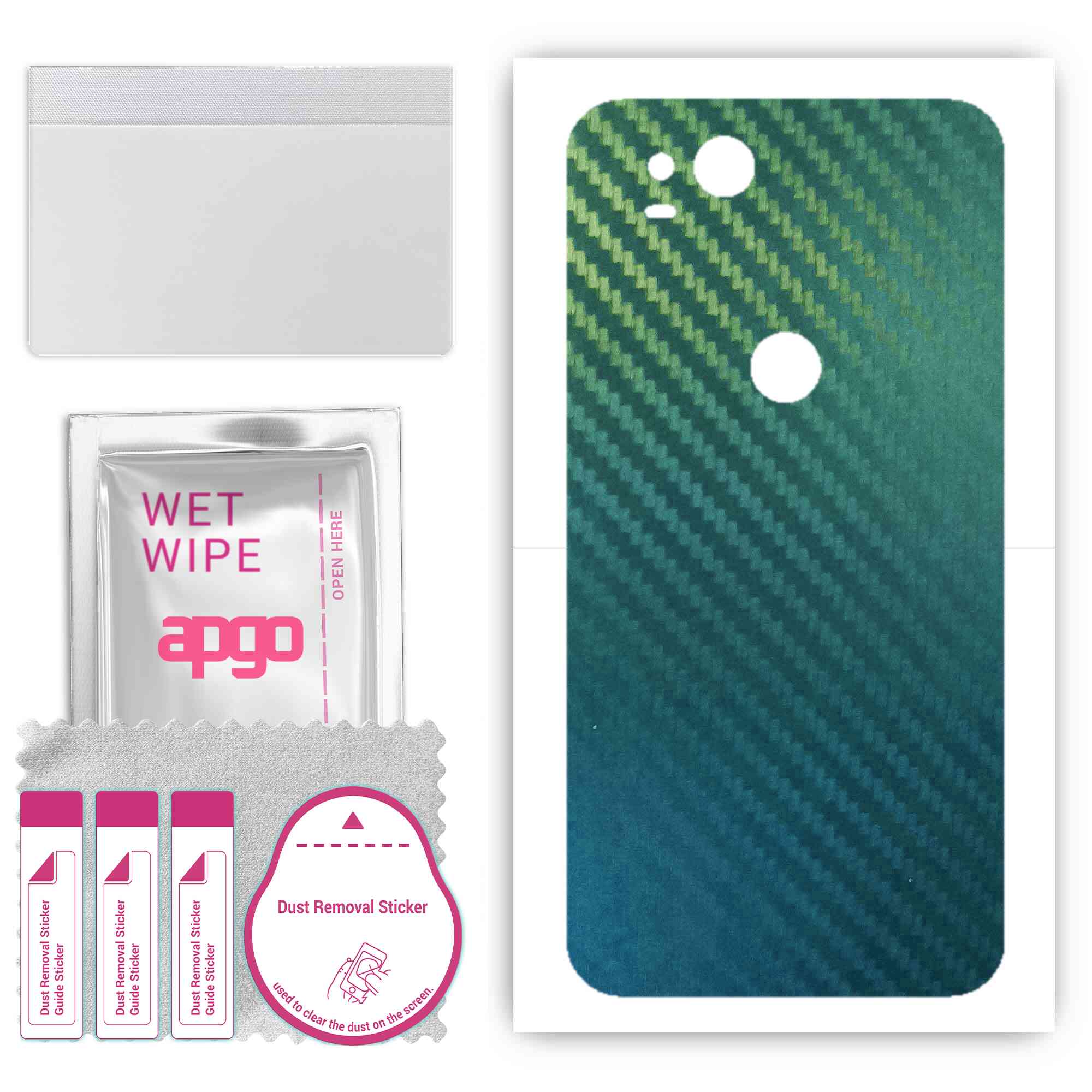 

Apgo Protective Skin Sticker for the back compatible with Google Pixel 2, Wrap Film, Foil, Vinyl - Pattern Carbon Chameleon CAKA1