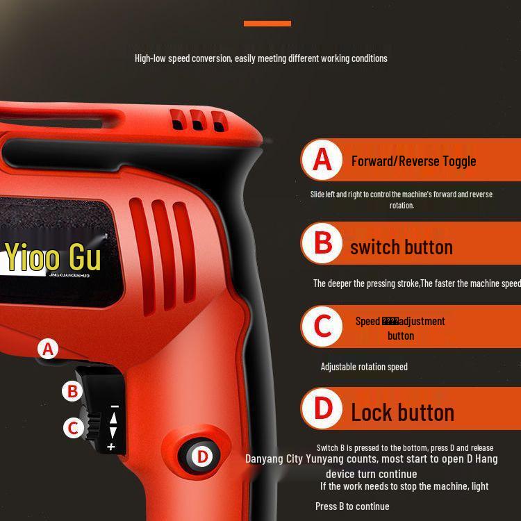 220V Multi-Function Electric Drill Set with Forward/Reverse Speed Control