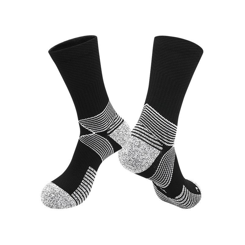 

Adult Non-slip Breathable Mid-calf Football Training Socks with Towel Bottom L (39-44 shoe size) чёрный