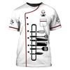 Mens Short Sleeve 3D Print T-shirt Chef Uniform Cook Food Service Tops for Hotel Restaurant Kitchen Canteen Cake Shop Bakery