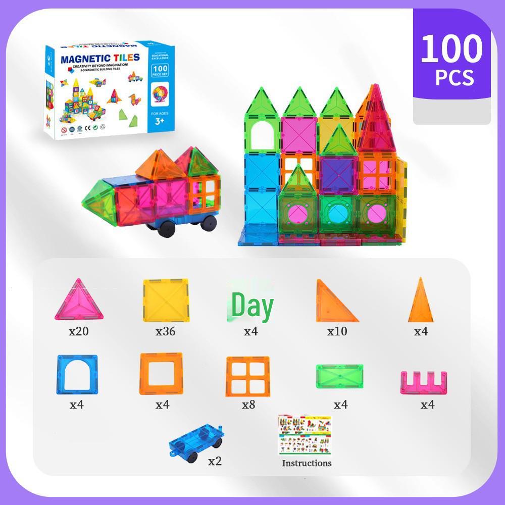 2025 Magnetic Building Blocks: Strong Magnet City Light & Shadow Architecture Stained Glass Tiles