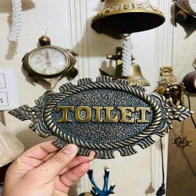 Cast Metal Toilet Door Sign Hand-Painted Industrial Bathroom Decor Aluminum Restroom Sign Pub, Cafe, Farmhouse Style