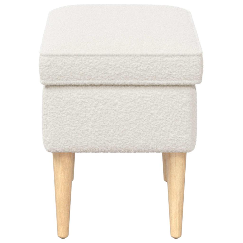 Footstool Cream 55 X 35 X 41 Cm Boucle
