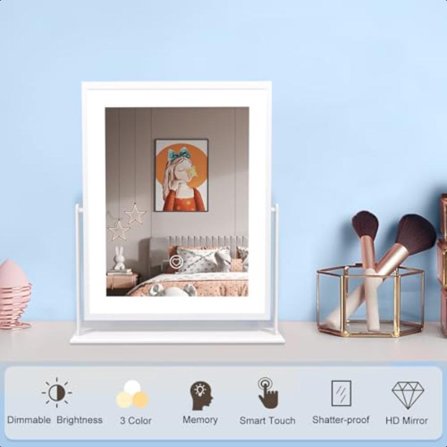 

Косметическое зеркало с подсветкой Новое голливудское зеркало для макияжа с регулируемой яркостью света Умное управление Память Регулируемый теплый белый Na United States
