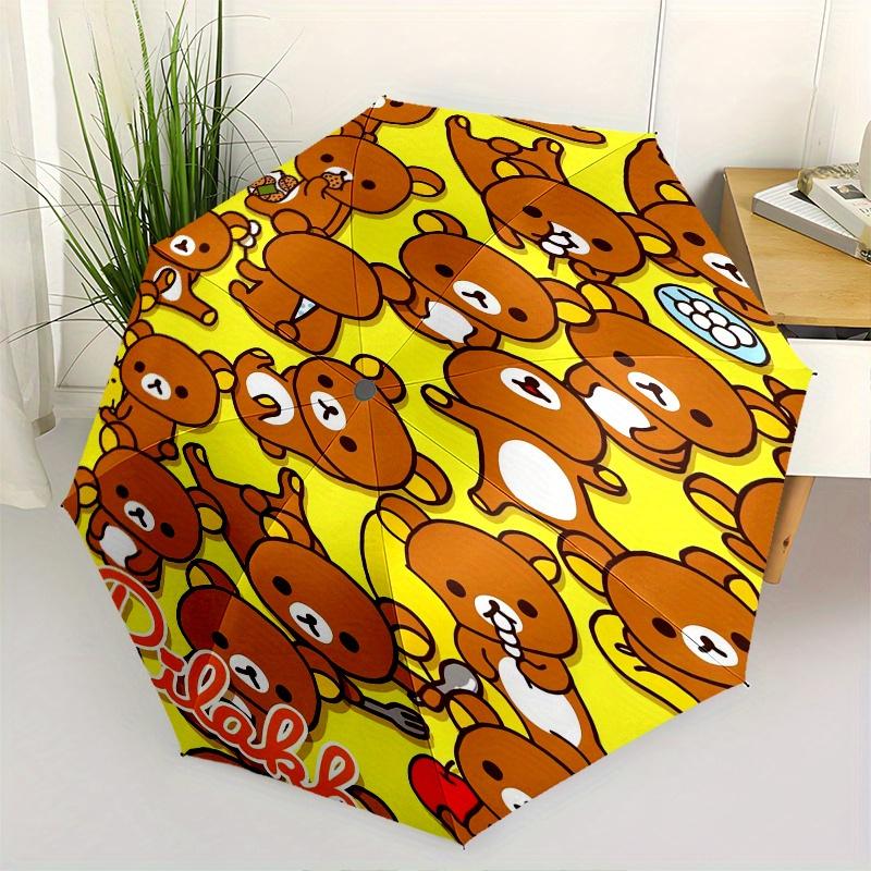 

Rilakkuma,Bear Automatic Folding Umbrella Simple 8 Rib Design, Bright Cartoon Pattern, Durable Iron Frame, Suitable For Travel, Outdoor, Bea