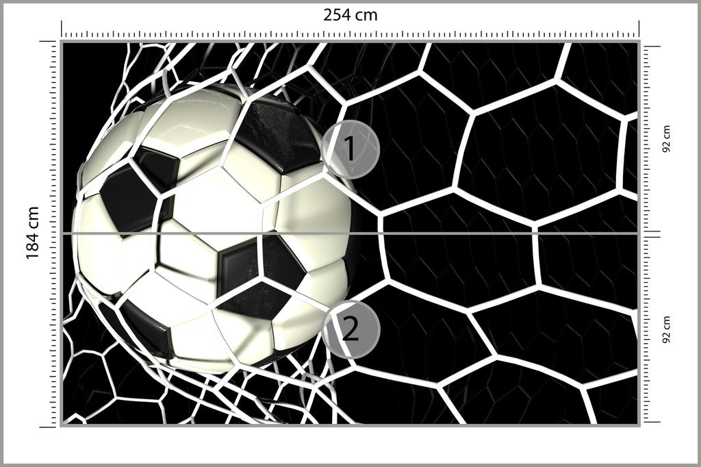 Photomural 3D Soccer Ball In Net Washable Fleece 254x184