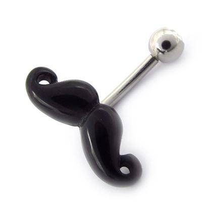 [K3084] - Black 'Moustache' Body Piercing