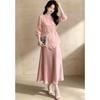 New Chinese Style Pan-Buckle Stand-Collar Shirt & Skirt Two-Piece Set