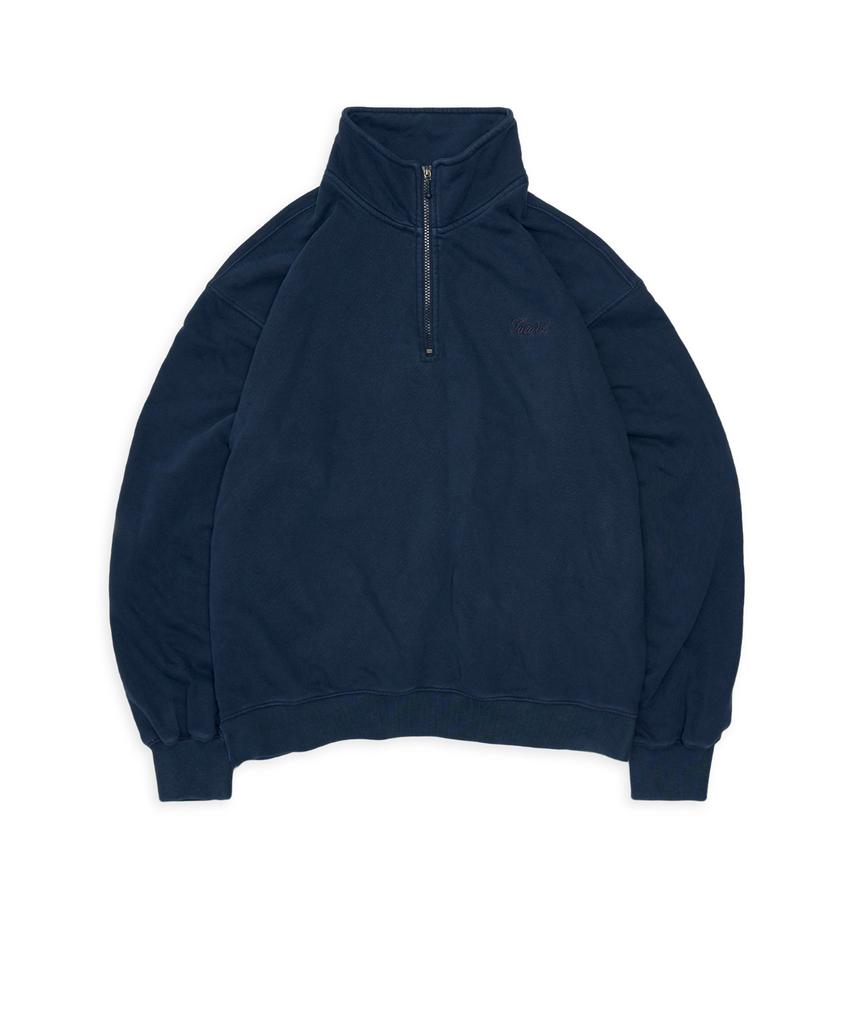TUEWID Slouchy Half-Zip Up In Bleached Navy