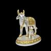 Kamdhenu Cow with Calf Idol Gold Silver Plated with Matte Finish | Home Decor Gaay Bachda Cow| Positive Energy | Wealth Idol Diwali Puja