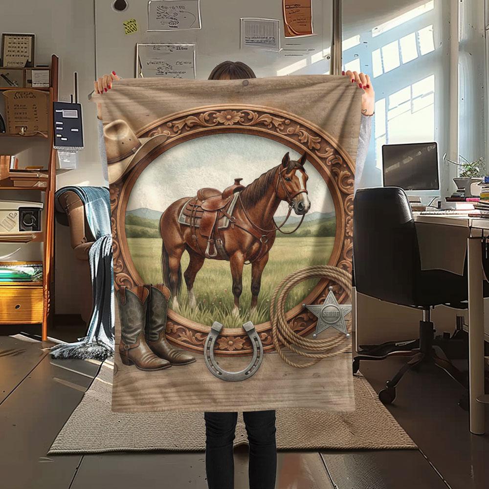 

1Pc Woodenlivestock Print Flannel Blanket, High quality Comfortable for All Seasons, Home Decor, Warmth and Comfort, Perfect for Christmas Gifts 80cm x 120cm