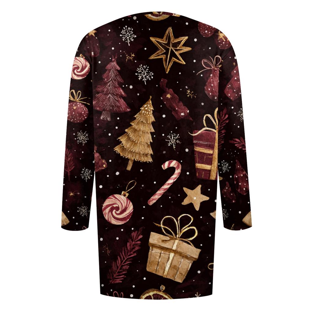 Women's Fashion Casual Halloween Printed Mid-Length Irregular Hem Cardigan Jacket