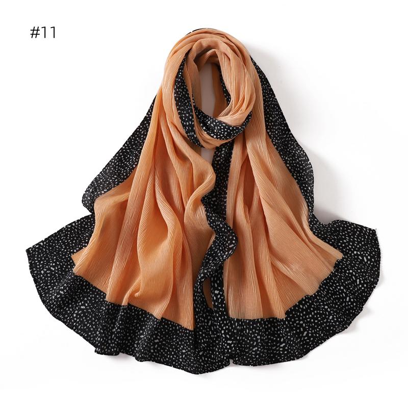 80*180cm Women Plain Solid Wrinkle Hijab Scarf Lady High Quality Wraps Shawls Muslim Headband Islamic Scarves Ramadan