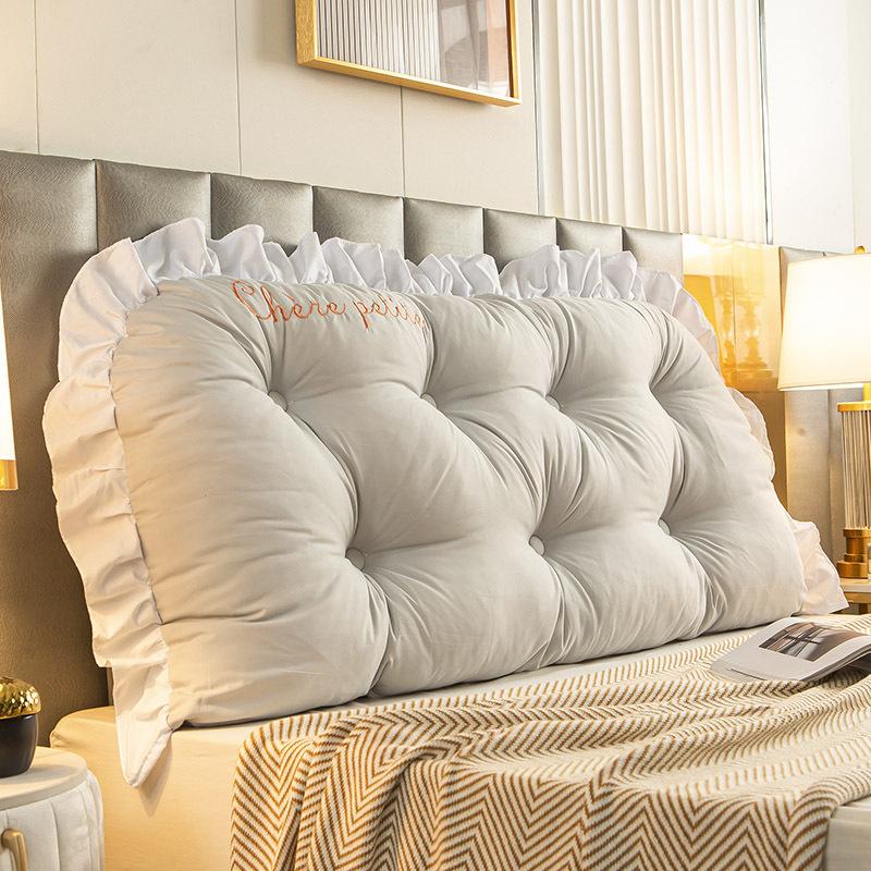 Вышитая прикроватная подушка, спинка для кровати-дивана, противоударная, поддержка поясницы 1.5m серый